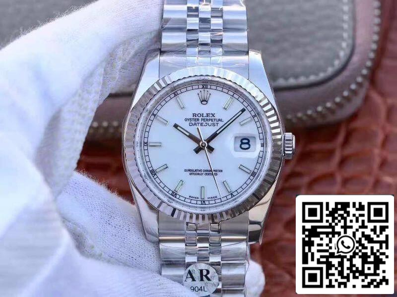 Rolex Datejust 36mm 116234 AR Factory 1:1 Best Edition Swiss ETA3135 White Dial