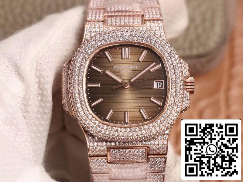 Patek Philippe Nautilus 5719-10G ouro rosa diamante 1:1 melhor edição R8 fábrica gradiente marrom mostrador suíço Cal.324 S‌ C