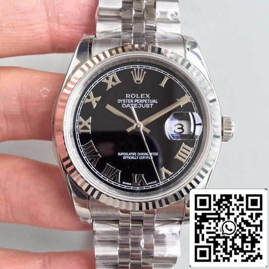 Rolex Datejust 116334 EW Factory 1:1 Meilleure édition suisse ETA2836 Cadran noir Marqueur romain