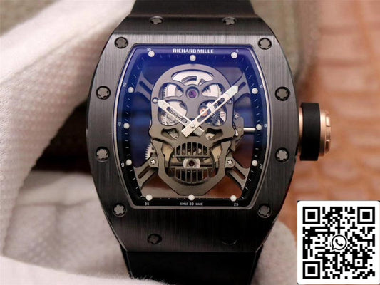 Richard Mille RM052-01 1:1 Melhor Edição ZF Factory Preto Cerâmica Cinza Caveira Mostrador Movimento Suíço