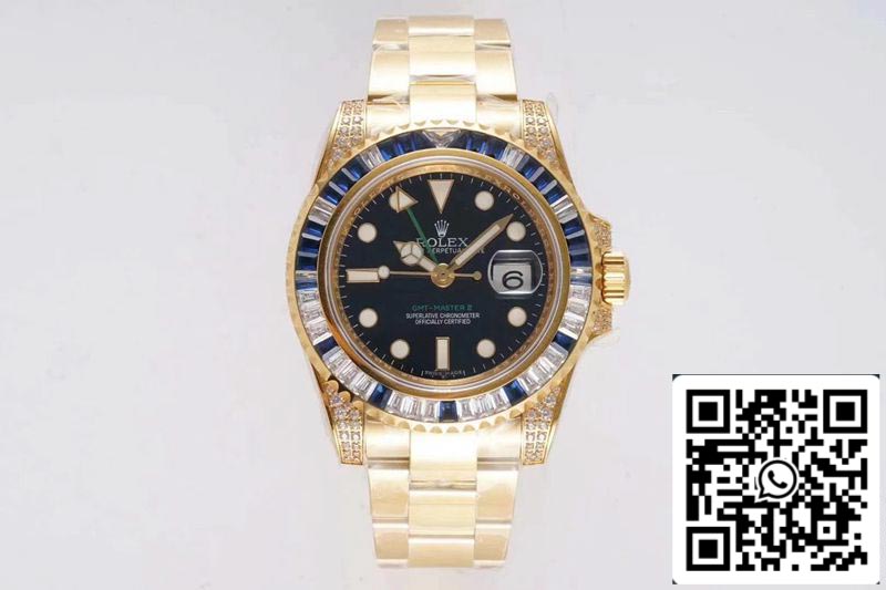 Rolex GMT Master II 116758 SAru 1:1 Meilleure édition ROF Factory Blue White Diamond Swiss ETA2836