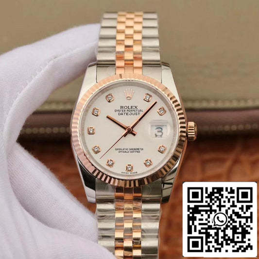 Rolex Datejust 36 mm en acier inoxydable bicolore GM Factory 1: 1 Meilleure édition suisse enveloppée d'or 18 carats ETA3135