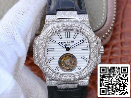 Patek Philippe Nautilus Jumbo 5711 R8 Factory 1:1 Melhor Edição Swiss Tourbillon Mostrador Branco