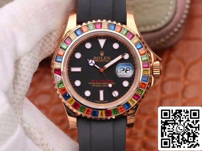 Rolex Yacht-Master 116695 Noob Factory 1:1 Mejor Edición Suizo ETA2824 Esfera Negra