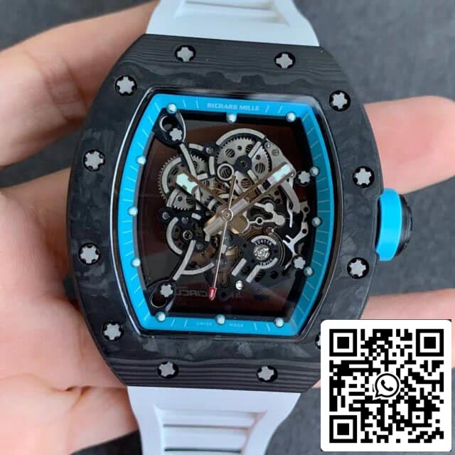 Richard Mille RM055 1:1 Best Edition KV Factory V2 cinturino in gomma in fibra di carbonio