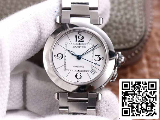 Cartier Pasha W31074M7 1:1 Melhor Edição V9 Fábrica Mostrador Branco Swiss Cal.049