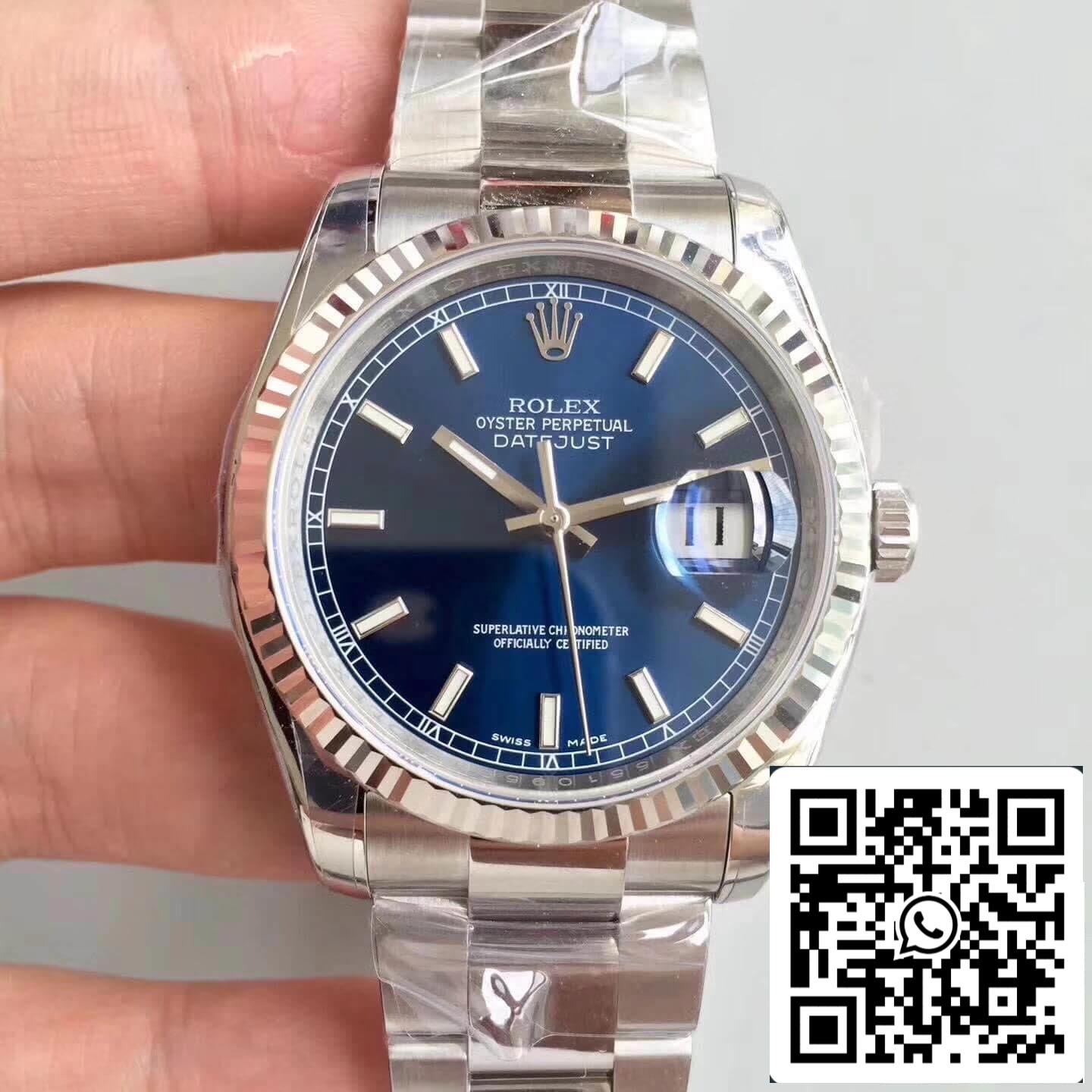 Rolex Datejust 36 mm 116234 AR Factory 1:1 Meilleure édition suisse ETA3135 Marqueur à cadran bleu