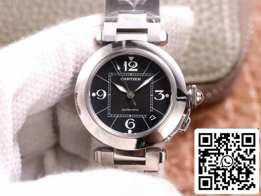 Cartier Pasha W31076M7 1:1 Melhor Edição V9 Fábrica Mostrador Preto Swiss Cal.049