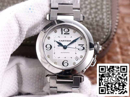 Cartier Pasha W31073M7 1:1 Melhor Edição V9 Fábrica Prata Mostrador Swiss Cal.049