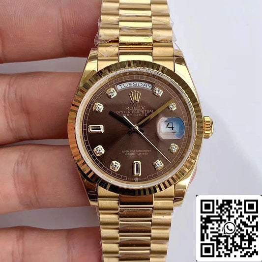 Rolex Day Date M128238-0022 1:1 Meilleure édition EW Factory Cadran marron Suisse ETA3255