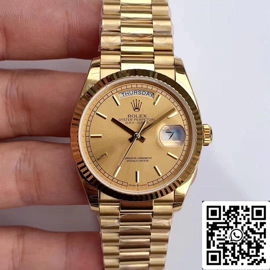 Rolex Day Date M128238-0045 1:1 Meilleure édition EW Factory Cadran Champagne Suisse ETA3255