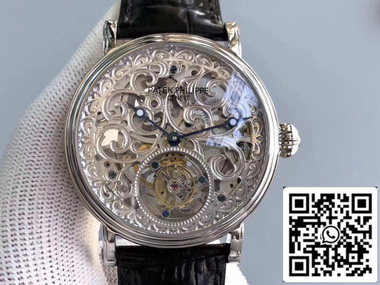 Patek Philippe Tourbillon P83000 1:1 Melhor Edição Silver Dial Swiss Tourbillon