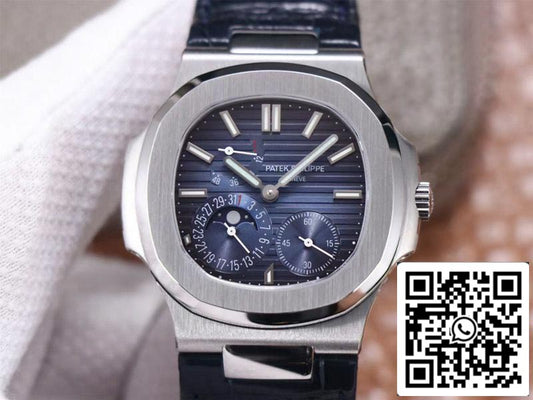 Patek Philippe Nautilus 5712/1A-001 1:1 Meilleure édition PF Factory Cadran bleu Bracelet en cuir Mouvement suisse