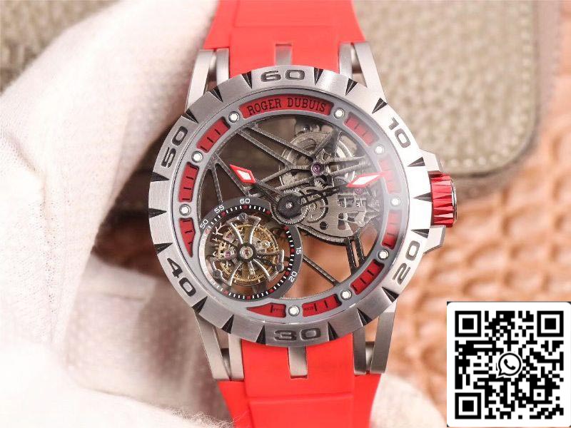 Roger Dubuis Excalibur Spider RDDBEX0572 Tourbillon à vol creux 1:1 meilleure édition JB Factory bracelet rouge suisse RD505SQ