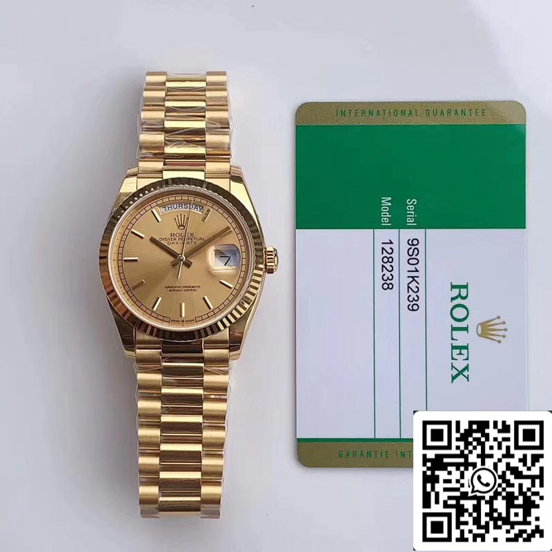 Rolex Day Date M128238-0045 1:1 Best Edition EW Factory Champagne Dial Swiss ETA3255