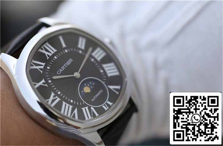 Drive De Cartier Moonphase WGNM0009 1:1 Meilleure édition en acier inoxydable Cadran noir