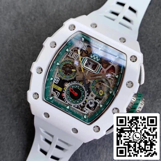 Richard Mille RM011-03 1:1 Meilleure édition KV Factory Bracelet blanc