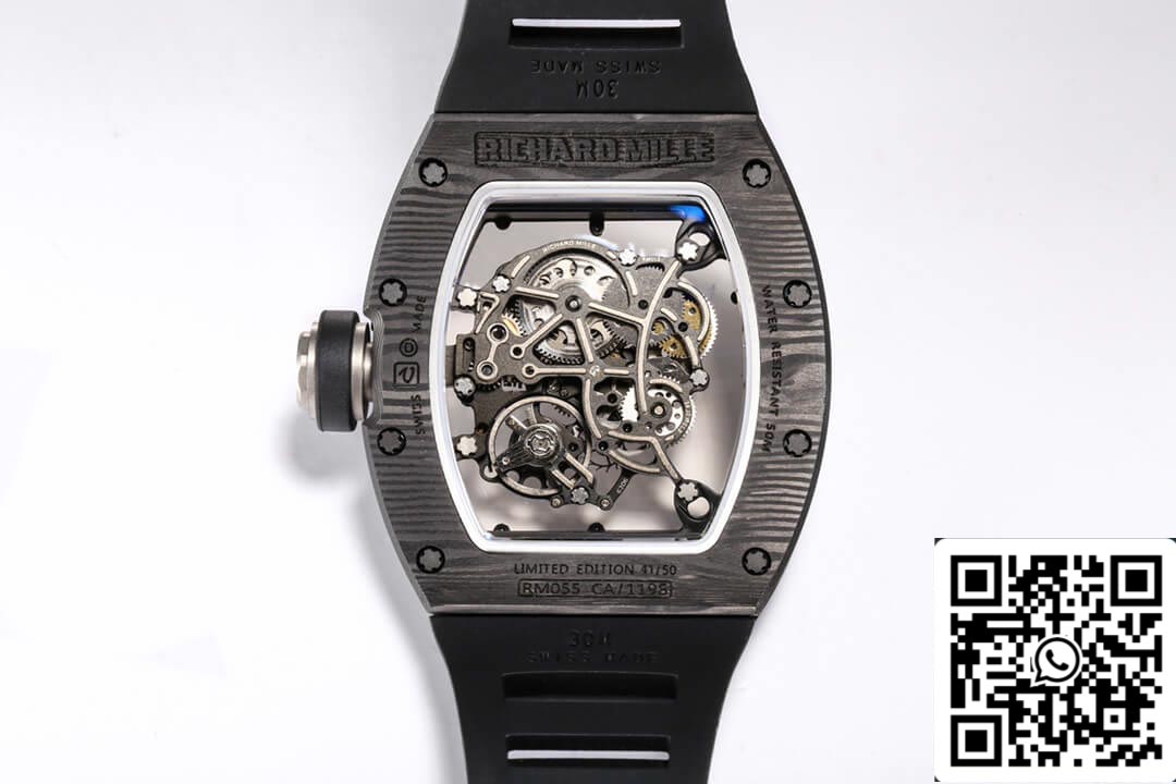 Richard Mille RM055 NTPT 1:1 Meilleure édition BBR Factory Bracelet en caoutchouc noir