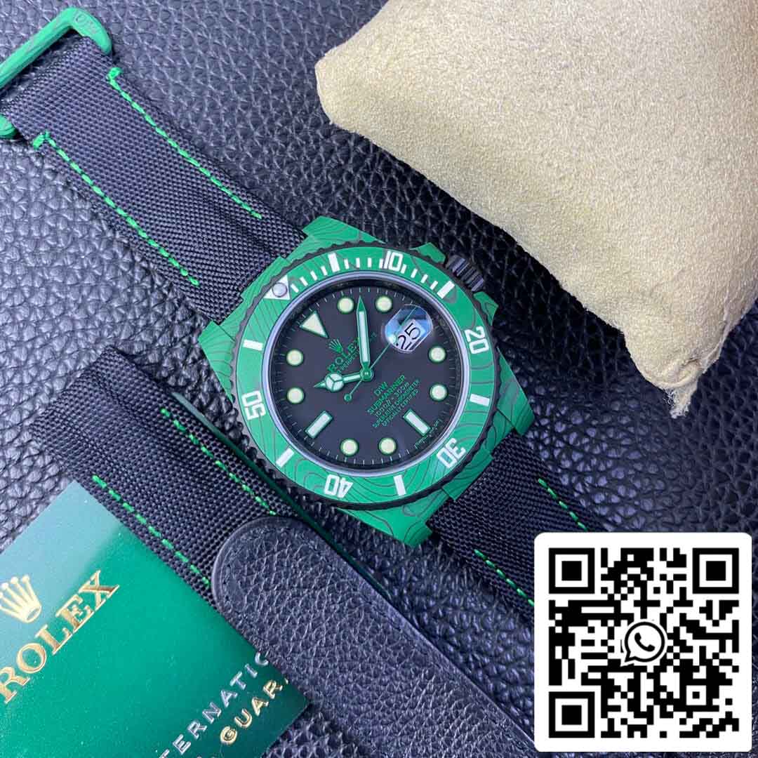 Réplica Rolex Submariner VS Fábrica Verde Moldura De Fibra De Carbono