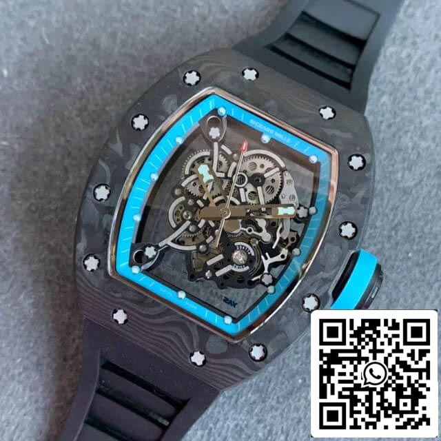 Richard Mille RM055 1:1 Melhor Edição KV Factory V2 Mostrador Esqueleto de Fibra de Carbono