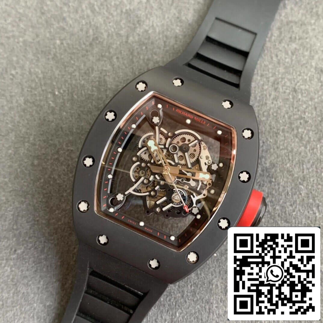 Richard Mille RM055 1:1 Best Edition KV Factory V2 pulseira preta de cerâmica