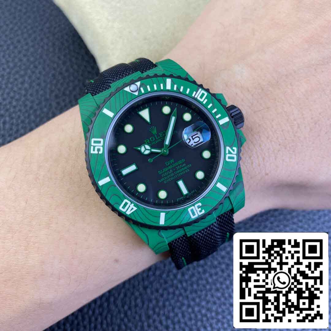 Réplica Rolex Submariner VS Fábrica Verde Moldura De Fibra De Carbono