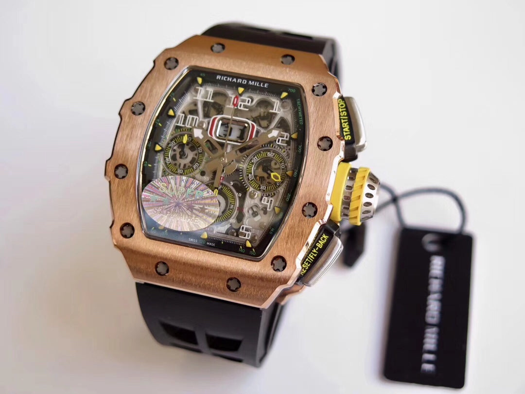 Richard Mille RM11-03 Rose gold 1:1 Best Edition KV KU+ Factory Black Strap