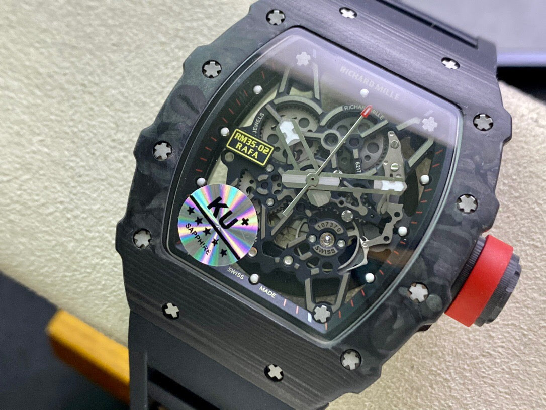 Richard Mille RM035-02 1:1 Meilleure édition KU Factory Bracelet noir en fibre de carbone 