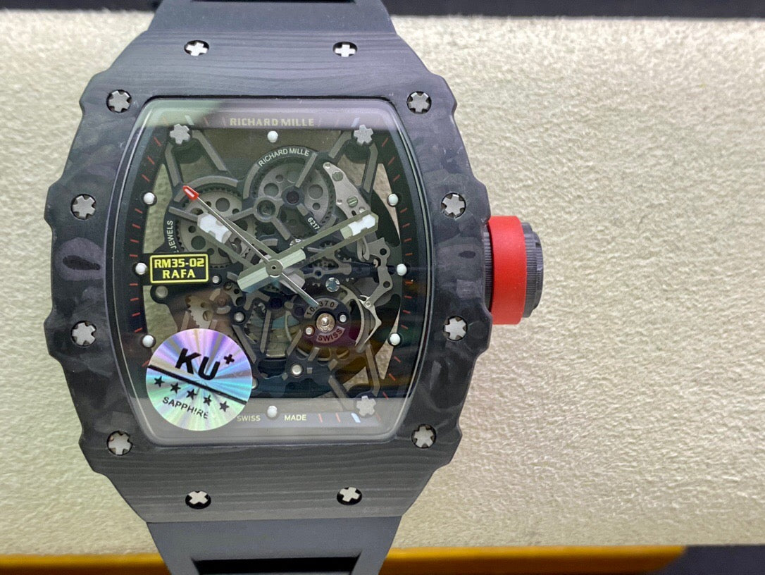 Richard Mille RM035-02 1:1 Meilleure édition KU Factory Bracelet noir en fibre de carbone 