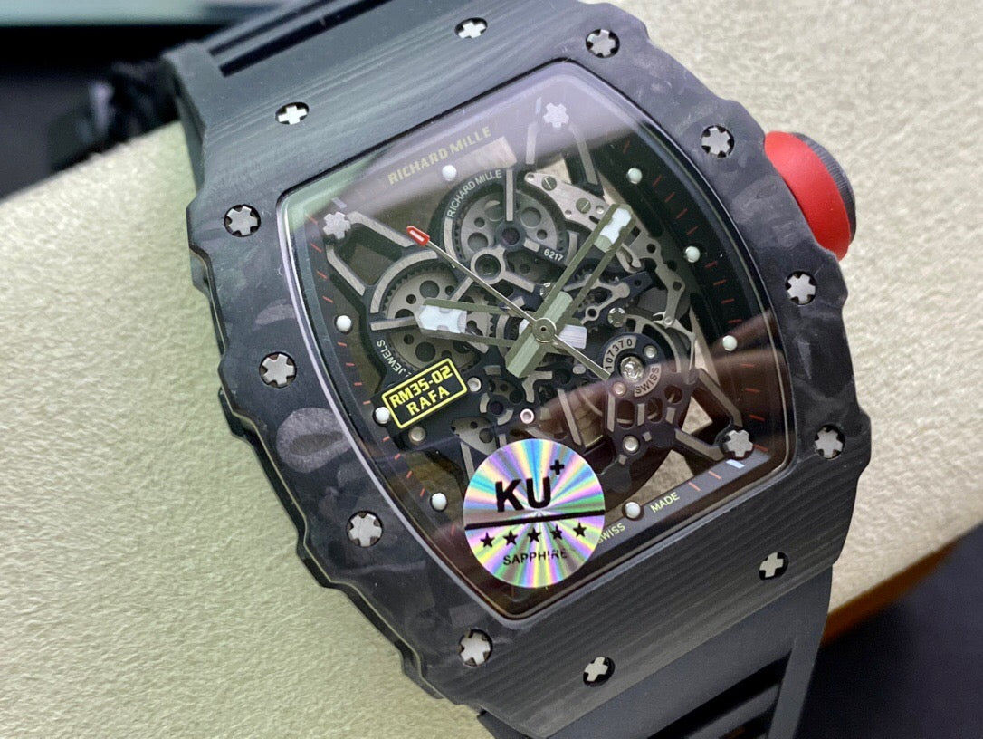 Richard Mille RM035-02 1:1 Meilleure édition KU Factory Bracelet noir en fibre de carbone 