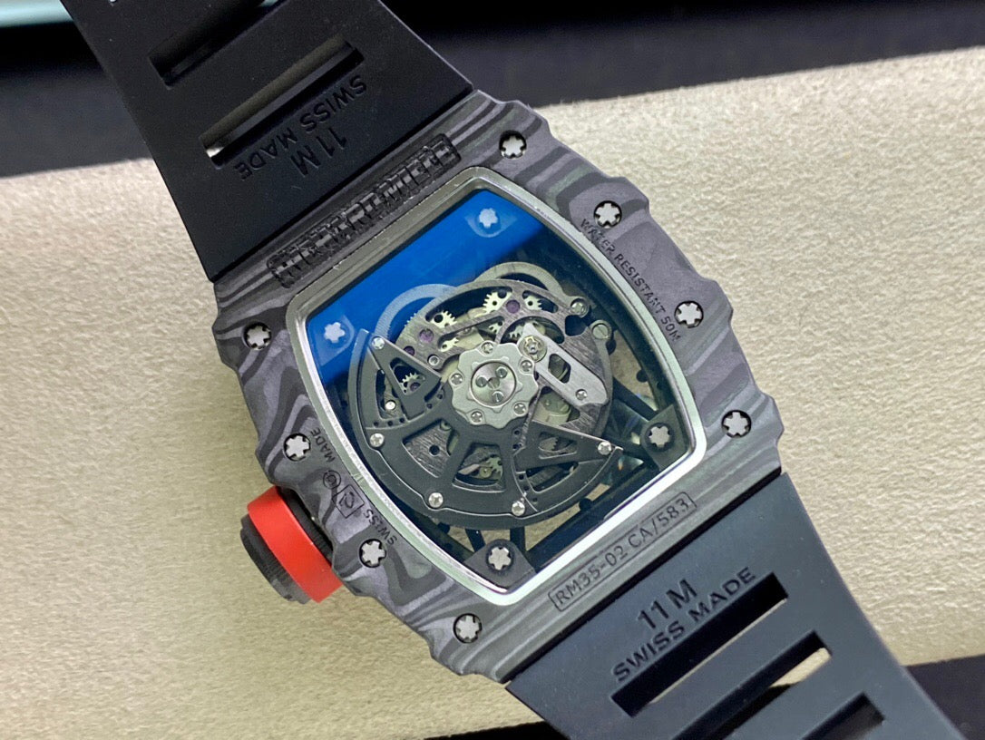 Richard Mille RM035-02 1:1 Meilleure édition KU Factory Bracelet noir en fibre de carbone 