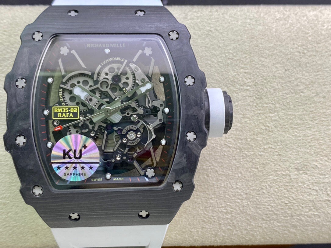 Richard Mille RM035-02 1:1 Meilleure édition KU Factory Bracelet blanc en fibre de carbone 