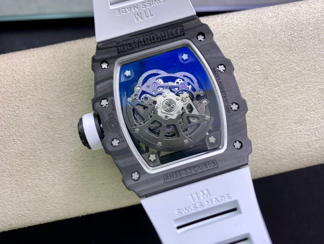 Richard Mille RM035-02 1:1 Meilleure édition KU Factory Bracelet blanc en fibre de carbone 