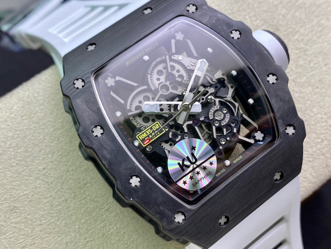 Richard Mille RM035-02 1:1 Meilleure édition KU Factory Bracelet blanc en fibre de carbone 