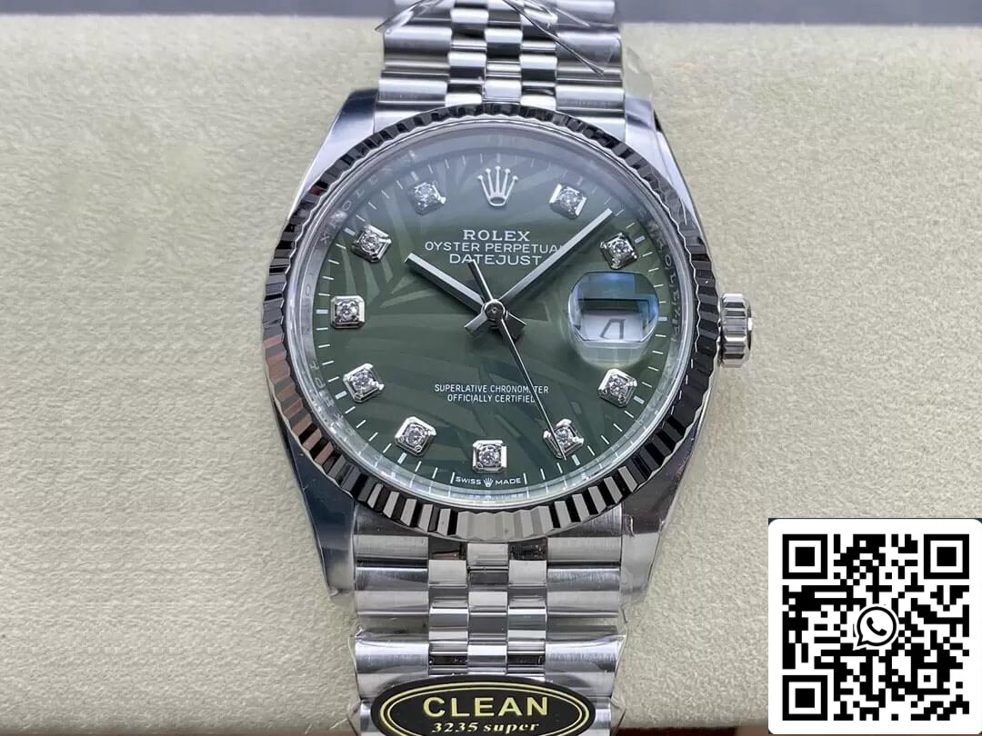 Rolex Datejust M126234-0055 36MM 1:1 Melhor Edição Clean Factory Mostrador Verde