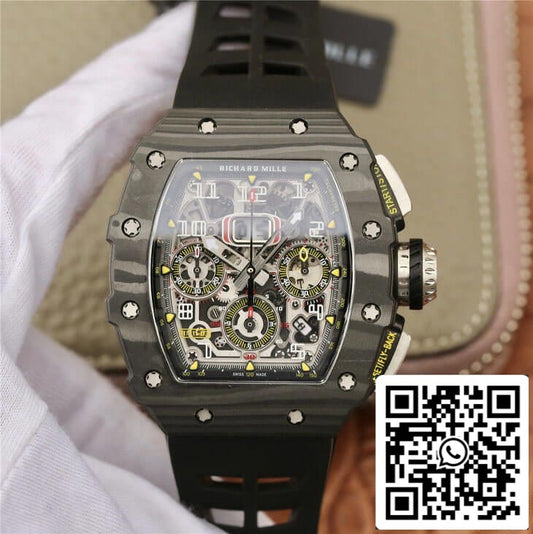 Richard Mille RM11-03 1:1 Meilleure édition KV Factory Boîtier en fibre de carbone noir