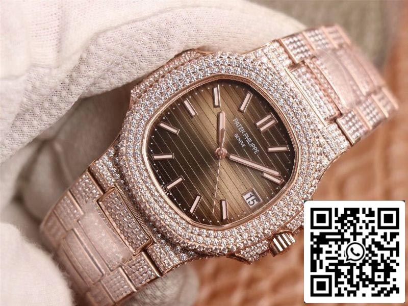 Patek Philippe Nautilus 5719-10G ouro rosa diamante 1:1 melhor edição R8 fábrica gradiente marrom mostrador suíço Cal.324 S‌ C