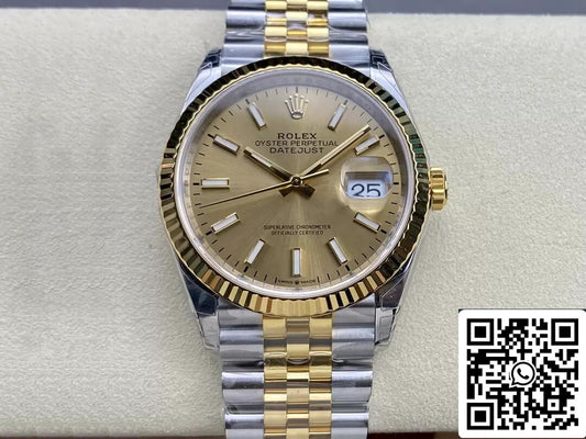 Rolex Datejust M126233-0015 1:1 Melhor Edição VS Factory Mostrador Champagne