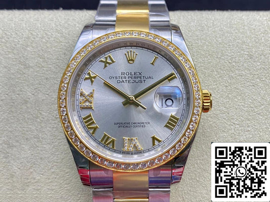 Rolex Datejust M126283RBR-0018 1:1 Melhor Edição EW Factory Mostrador Prateado