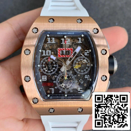 Richard Mille RM11 1:1 Meilleure édition KV Factory Bracelet blanc en or rose