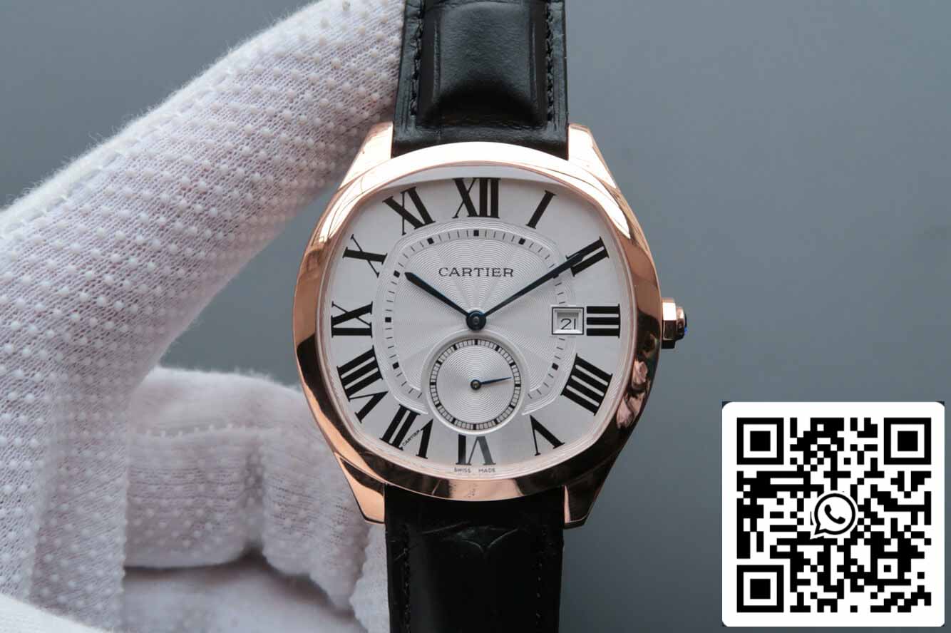 Drive De Cartier WGNM0003 1:1 Meilleure édition V6 Factory Or Rose Cadran Argenté