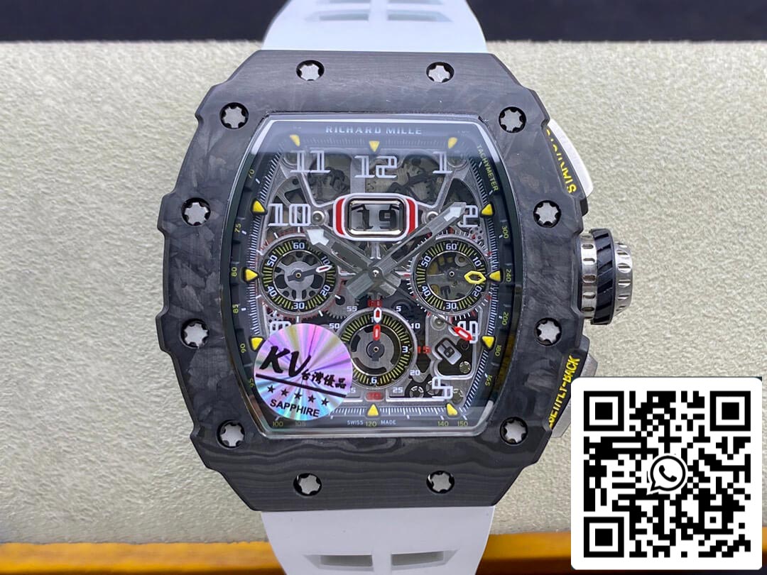 Richard Mille RM011-03 1:1 Meilleure édition KV Factory Bracelet blanc en fibre de carbone