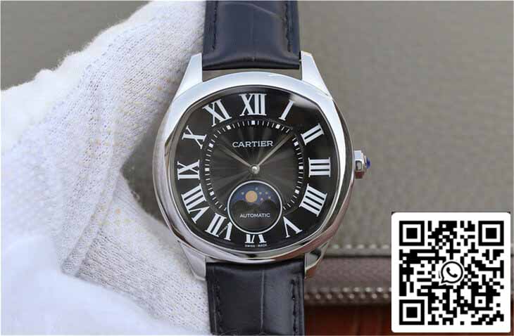 Drive De Cartier Moonphase WGNM0009 1:1 Meilleure édition en acier inoxydable Cadran noir