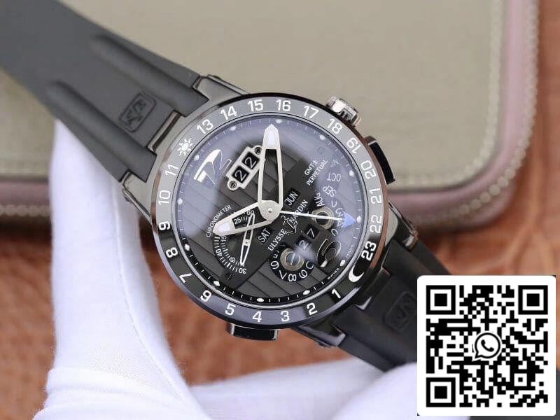 Ulysse Nardin El Toro 322-00-3 Stainless Steel Case All Working GMT Calendar Men Watches 1:1 Best Edition Swiss UN-32 Movement Black line pattern dial