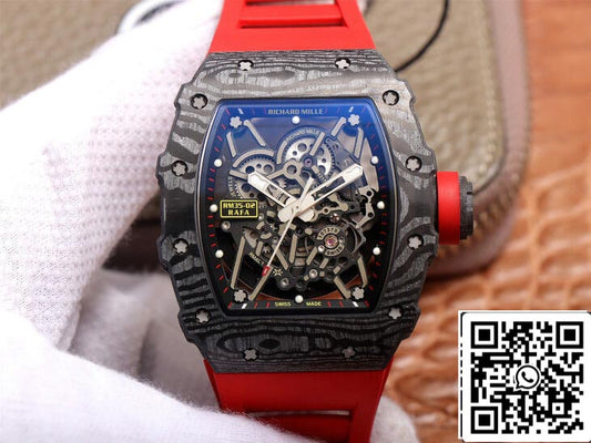 Richard Mille RM35-02 1:1 Melhor Edição ZF Factory Pulseira de Borracha Vermelha