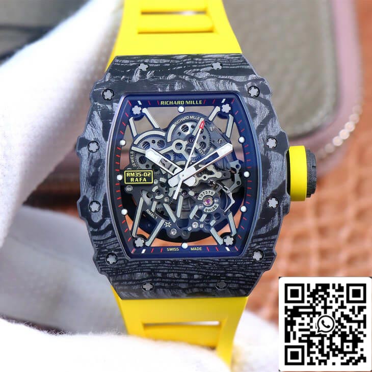 Richard Mille RM35-02 1:1 Melhor Edição ZF Factory pulseira de borracha amarela