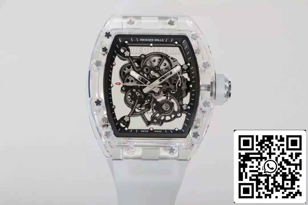 Réplique Richard Mille RM055 Meilleure édition RM Factory Cadran squelette transparent