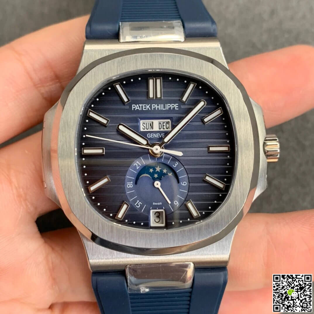 Patek Philippe Nautilus 5726/1A-014 1:1 Meilleure édition GR Factory Bracelet en cuir bleu