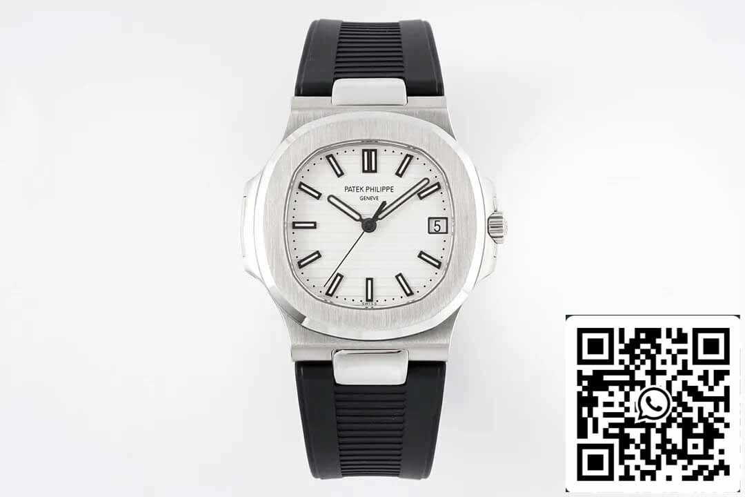 Patek Philippe Nautilus 5711 1:1 Meilleure édition PPF Factory Cadran blanc Bracelet en caoutchouc