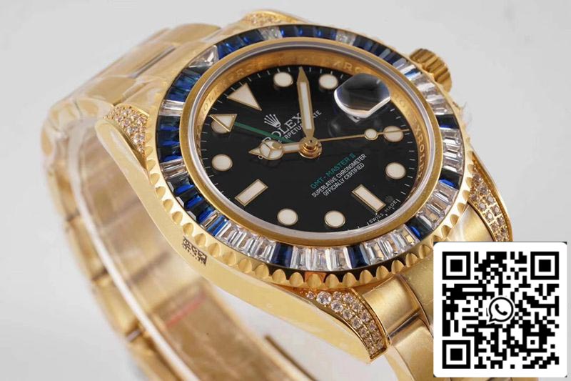 Rolex GMT Master II 116758 SAru 1:1 Meilleure édition ROF Factory Blue White Diamond Swiss ETA2836